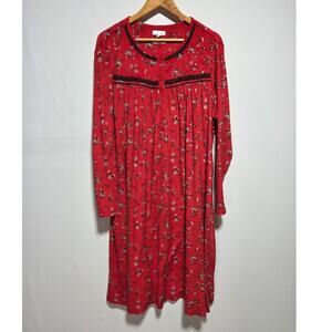 Secret Treasures Red Floral Fleece Nightgown Size 2X